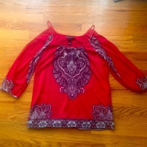 INC International Concepts Cold Shoulder Bohemian Top